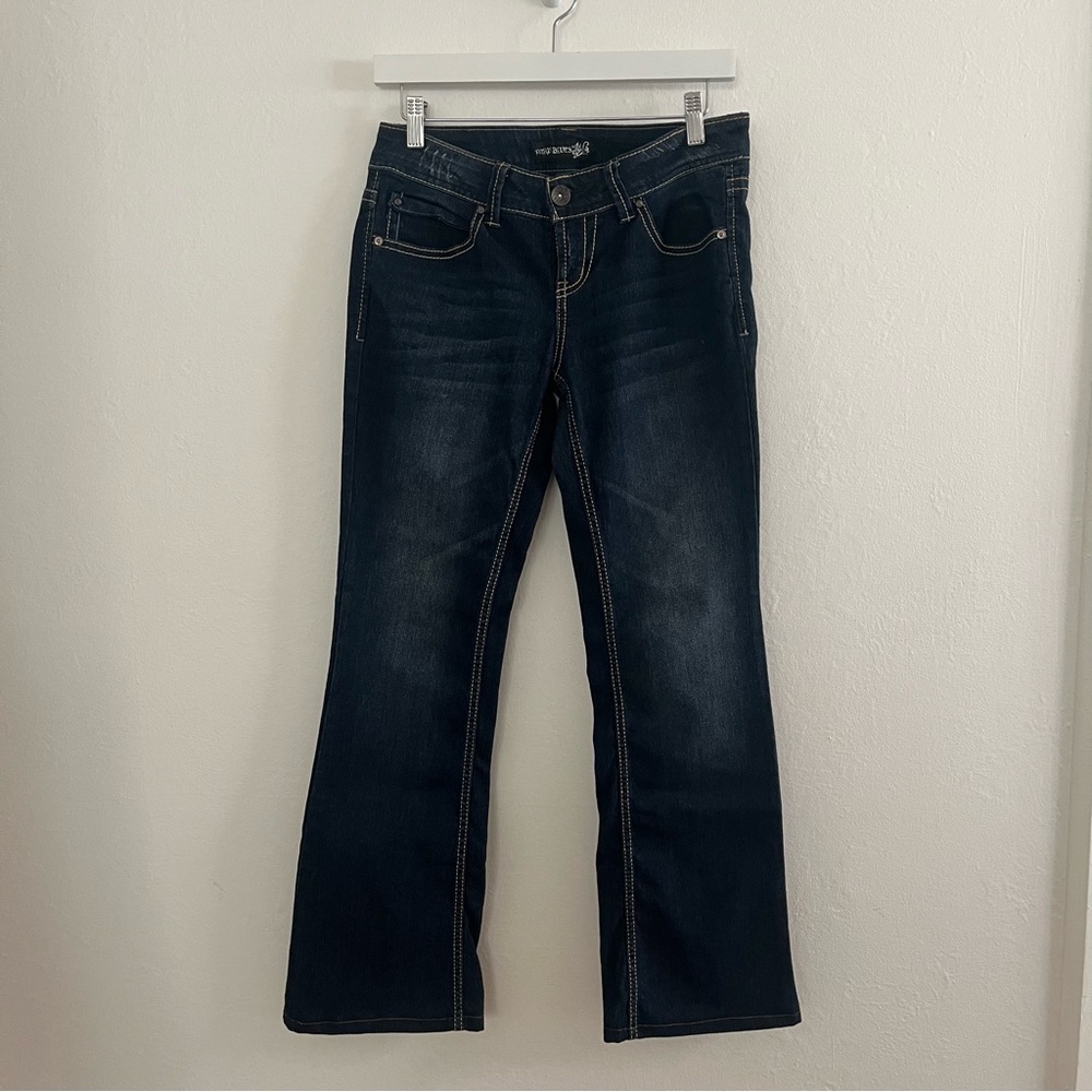 Paris Blues Dark Wash Boot Cut Jeans Low Rise Denim Flare Y2K Western